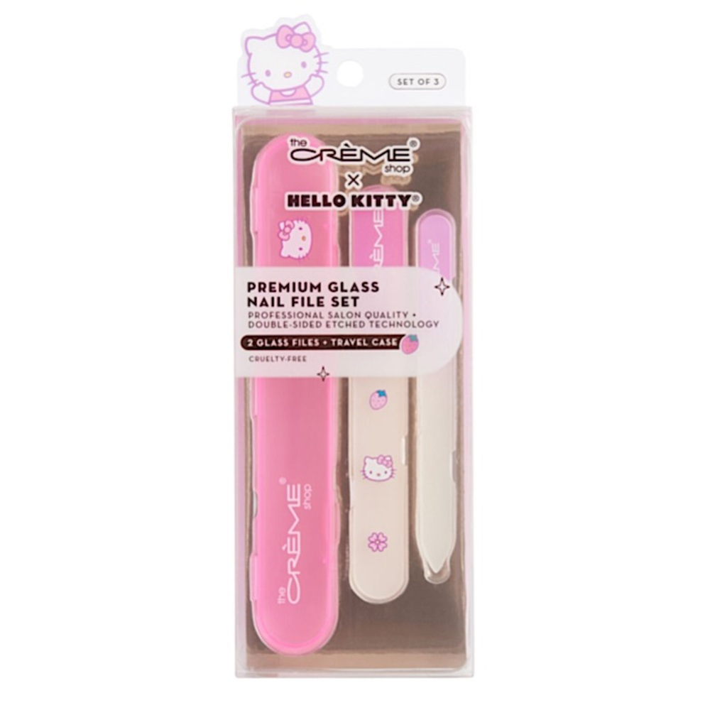 The Creme Shop Hello Kitty Glass Nail File Set - Pink and White NWT